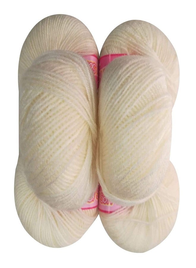 M Fabrics 100% Acrylic Wool Cream Baby Soft Wool Ball Hand Knitting Wool/Art Craft Soft Fingering Crochet Hook Yarn, Needle Knitting Yarn Thread Dyed (Cream) (Cream, 30)